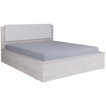 Łóżko 160x200 SONATIO DV12 dąb biały / białe pikowania