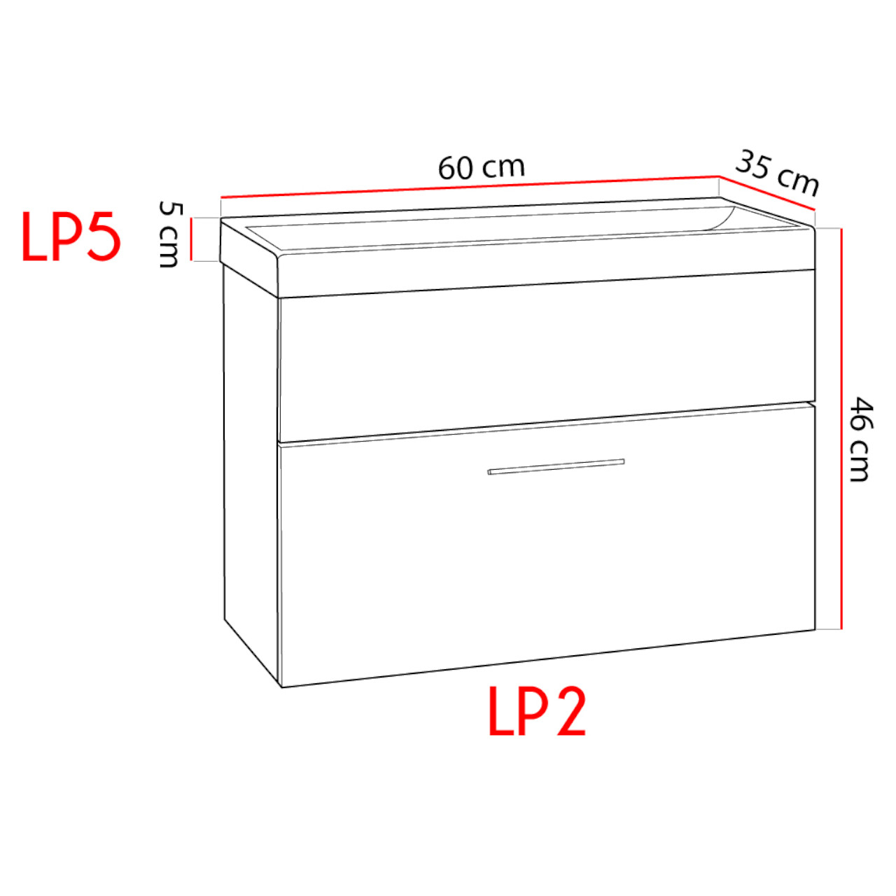Wymiary: Szafka pod umywalkę LUPO LP2