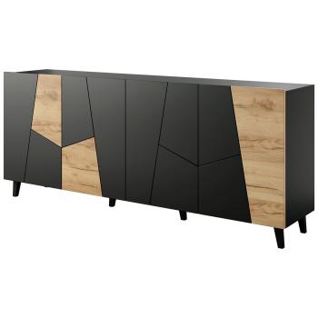 Komoda LOGAN czarny mat / dąb craft 