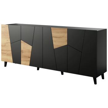Komoda LOGAN czarny mat / dąb craft 
