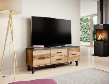 Komoda RTV ROCKY 140 dąb wotan / czarny