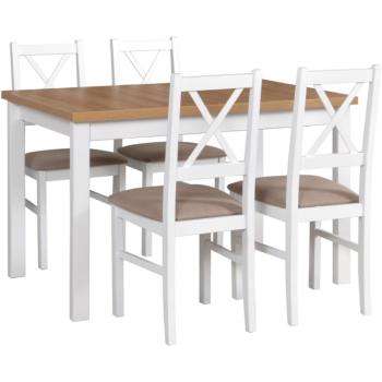 Stół ALBA 1 grandson laminat / biały + krzesła NILO 10 (4szt.) biały / 26B