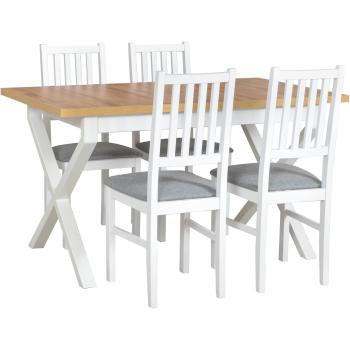  Stół IKON 1 wotan laminat / biały + krzesła NILO 7 (4szt.) biały / 7B