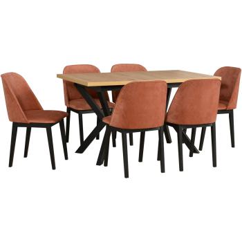 Stół IKON 4 artisan laminat / czarny + krzesła MONTI 1 (6szt.) czarny / 19B