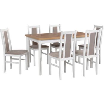 Stół MODENA 1 P artisan laminat + krzesła BOS 14 (6szt.) biały / 3B 
