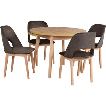 Stół OSLO 3 L wotan laminat / buk + krzesła MONTI 2 (4szt.) buk naturalny / 22B