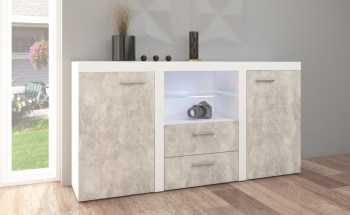 Komoda RODOS 3D biała / beton jasny