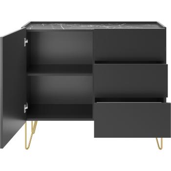 Komoda HERMIONA 02 czarny / czarny marmur