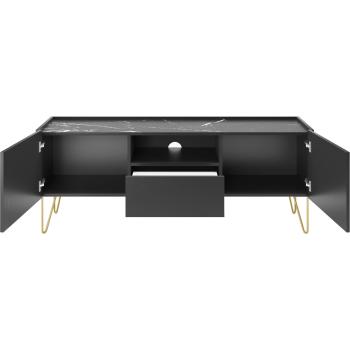Szafka RTV HERMIONA 01 czarny / czarny marmur