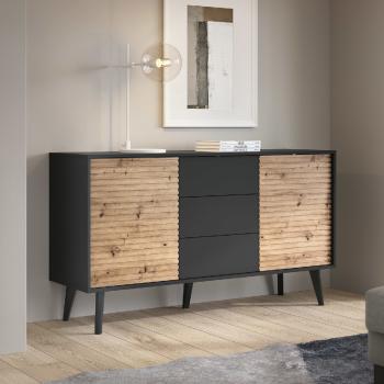 Komoda WILLO 05 czarny / dąb artisan